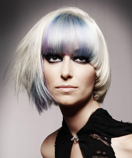 Platinum Chin-Length Emo Hairstyle