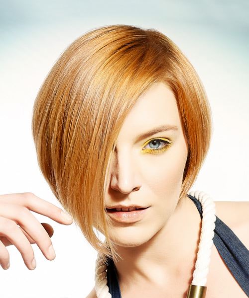 Chin-Length Graduated Light Red Bob Haircut